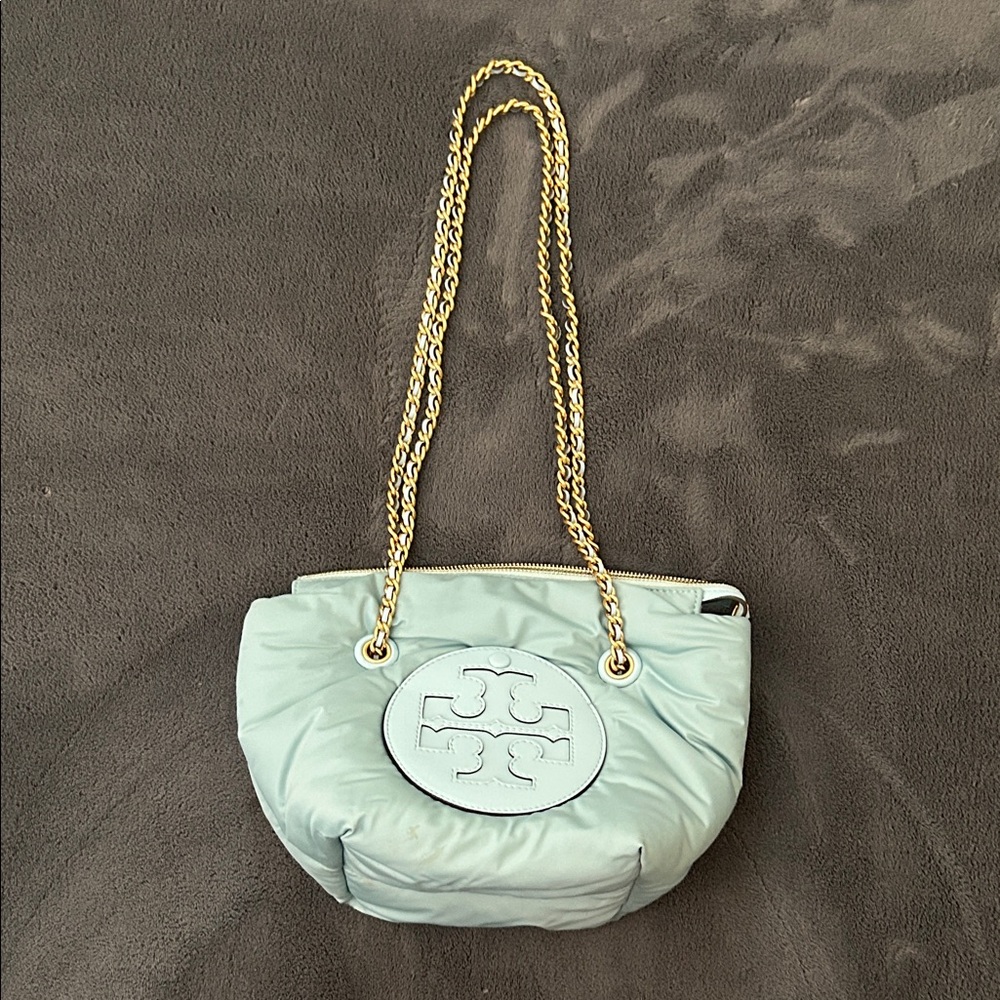Tory Burch Light Green Shoulder Bag with Gold Chain